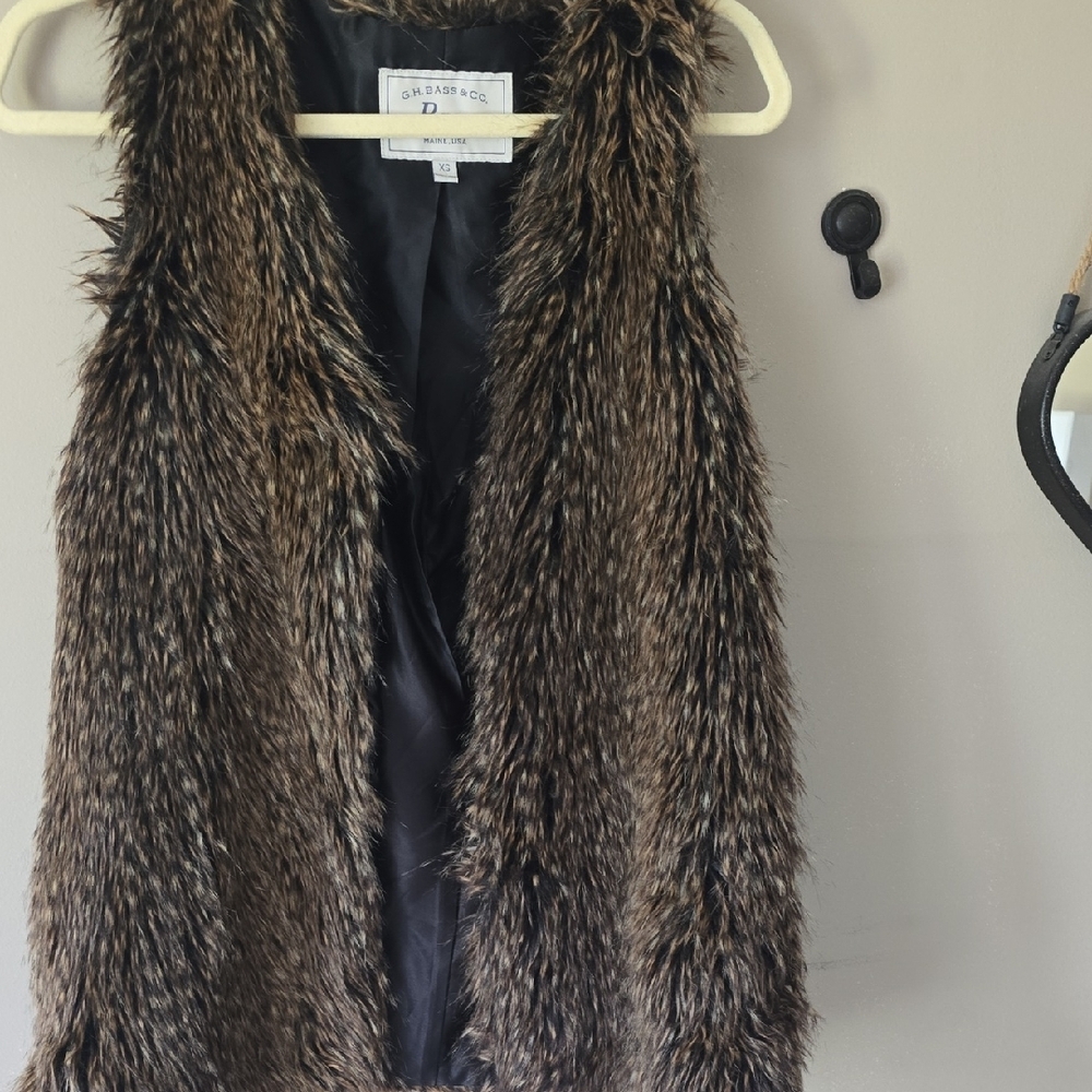 G.H. Bass & Co. Faux Fur Vest in Dark Brown